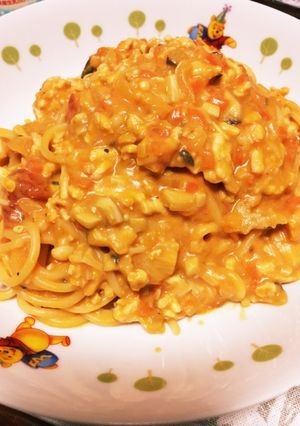 トマトクリームミートソースパスタ-レシピのメイン写真