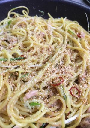 ツナと水菜のペペロンチーノ焼きそば-レシピのメイン写真