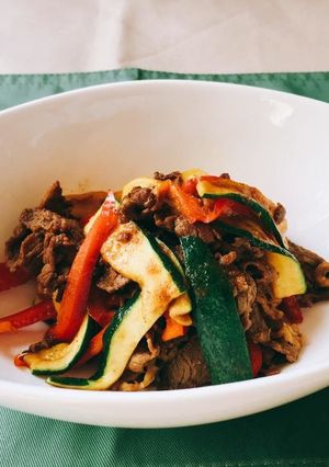 ズッキーニと牛こま肉のカレー炒め-レシピのメイン写真