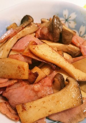 エリンギとベーコンのバター醤油炒め-レシピのメイン写真