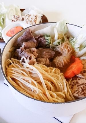 ひやむぎですき焼きの〆-レシピのメイン写真