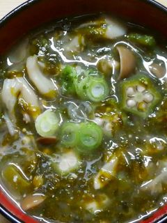簡単朝食オクラときのこ あおさのお味噌汁-レシピのメイン写真