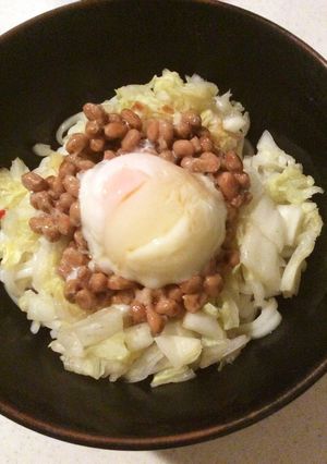 白菜の浅漬けが美味しい釜玉うどん-レシピのメイン写真