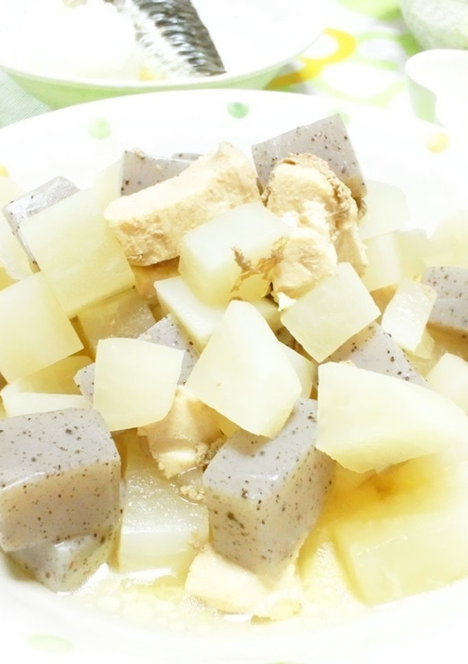 おでん風煮物（大根、蒟蒻、鶏ムネ肉）-レシピのメイン写真