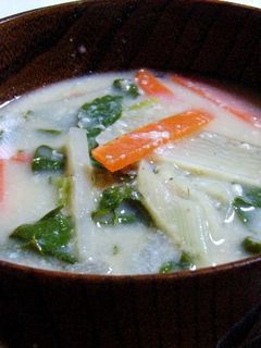 かき菜で作る粕汁-レシピのメイン写真