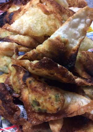 ワンタンの皮でパリパリ焼き！マヨカレー味-レシピのメイン写真