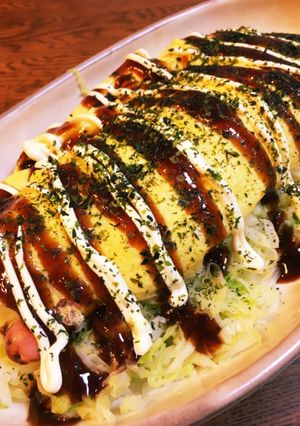 ポールウィンナーdeお好み焼き風オムレツ-レシピのメイン写真
