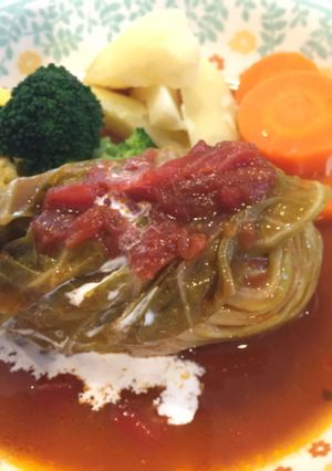 早生のロールキャベツ 温野菜添え-レシピのメイン写真