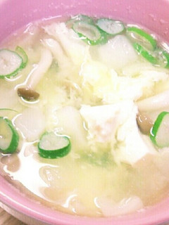 かぶと崩し豆腐のふわふわかき玉スープ-レシピのメイン写真