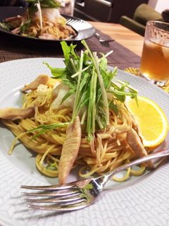 水菜とササミときのこのおろし和風パスタ-レシピのメイン写真