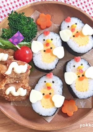 恵方巻☆簡単♩巻き寿司☆酉年♩キャラ弁-レシピのメイン写真