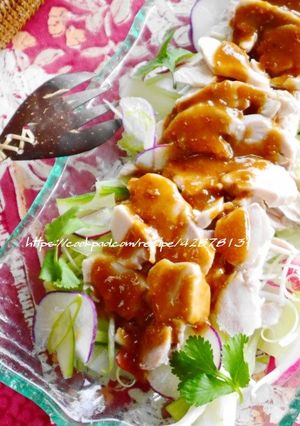 ゆで鶏の味噌ドレサラダ♫-レシピのメイン写真