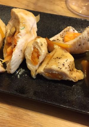 レンジで簡単ごぼうと人参の蒸し鶏-レシピのメイン写真