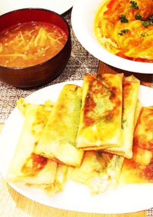 ベーコン春巻、ひき肉春巻、中華スープ-レシピのメイン写真