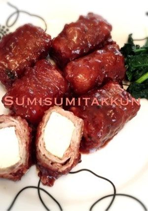 牛肉の焼き豆腐巻き♪梅ワイン煮☆-レシピのメイン写真