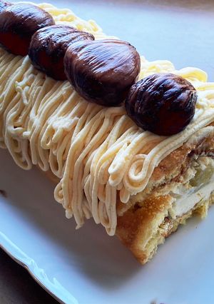 栗きんとん　モンブラン風ロールケーキ-レシピのメイン写真