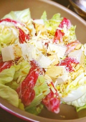 キャベツ丸ごと☆豚肉と豆腐の柚子胡椒煮-レシピのメイン写真