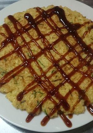 残り物のご飯で卵ご飯焼き お好み焼き風-レシピのメイン写真