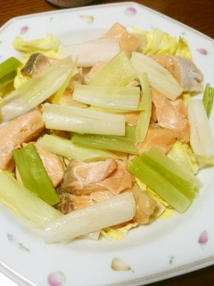 簡単♪甘塩鮭と長葱のレンジ蒸し-レシピのメイン写真