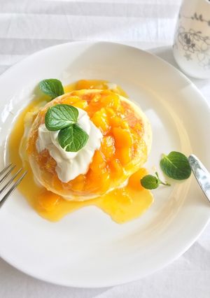 サワークリームとマンゴーのパンケーキ-レシピのメイン写真