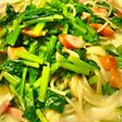 法連草ウインナーベーコンのクリームパスタ