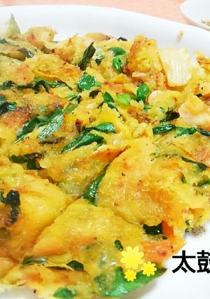 簡単♪ニラキムチチーズちぢみ-レシピのメイン写真