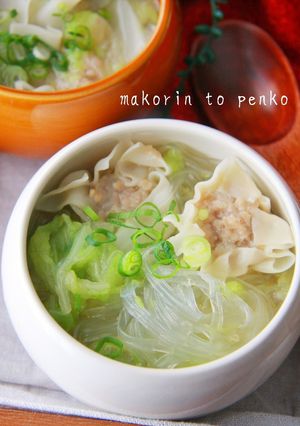 市販焼売で簡単！白菜と春雨のおかずスープ-レシピのメイン写真
