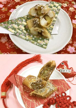 りんごとお餅のスイーツ春巻き　2種-レシピのメイン写真
