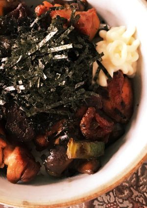 ナスとピーマンと鶏肉の簡単丼-レシピのメイン写真