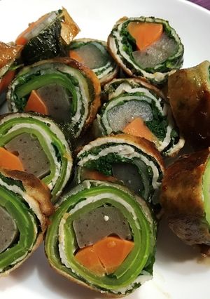 かつお菜と豚肉のこんにゃく巻き-レシピのメイン写真
