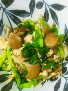 花菜と舞茸の鶏ミンチ炒め-レシピのメイン写真