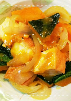 レンジ時短で簡単!かぼちゃと厚揚げの煮物-レシピのメイン写真