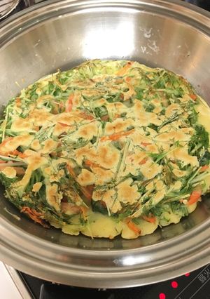 大量消費！水菜のモチモチチヂミ-レシピのメイン写真