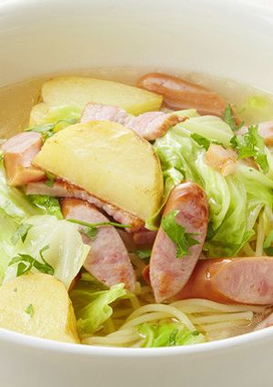 キャベツとソーセージのポトフ風パスタ-レシピのメイン写真