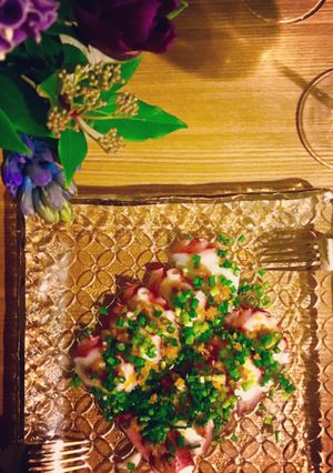 タコと梅肉、カラスミの前菜-レシピのメイン写真