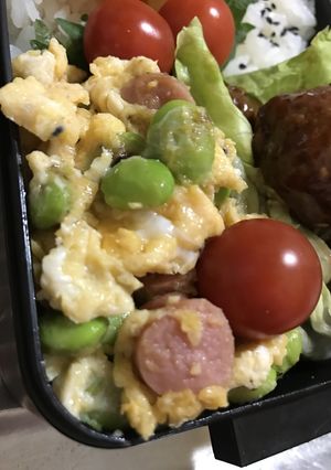 簡単★ウインナーと枝豆の卵とじ★お弁当-レシピのメイン写真