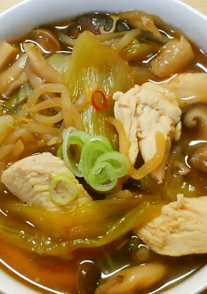 鶏むね肉と青梗菜 もやしのにんにく醤油煮-レシピのメイン写真