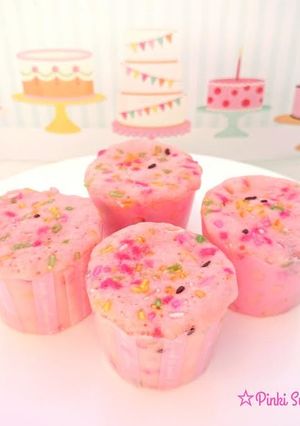 ダイソー製菓材料で！ピンクチョコ蒸しパン-レシピのメイン写真