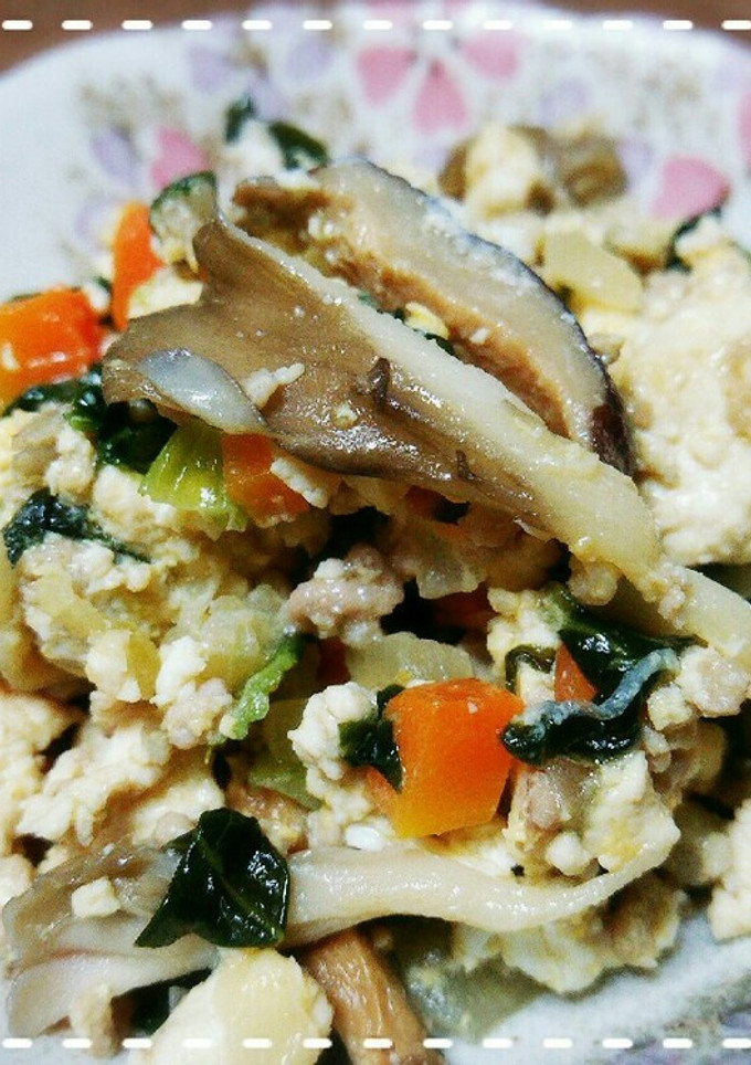＊舞茸と椎茸の炒り豆腐＊-レシピのメイン写真