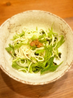 つわり対策にも☆水菜と梅のさっぱり素麺-レシピのメイン写真