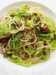 山菜と塩辛のパスタ-レシピのメイン写真