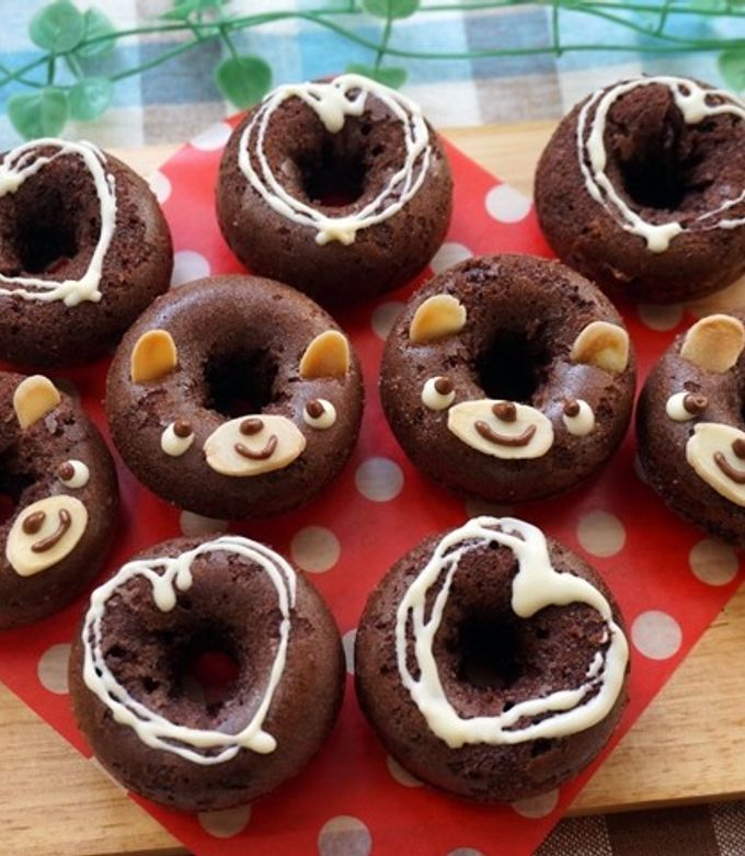 焼チョコドーナツ くまさんとハート by カリメロまま 【クックパッド