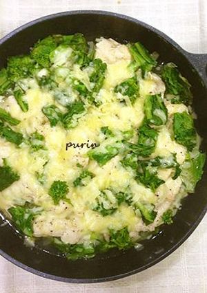 フライパンで！白菜と菜の花のチーズ蒸し-レシピのメイン写真