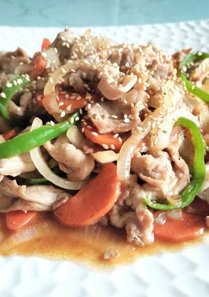 豚こまとモリモリ野菜のワンパンポン酢炒め-レシピのメイン写真