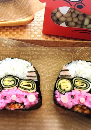 節分に♡赤鬼さんのデコ巻き寿司♡恵方巻-レシピのメイン写真