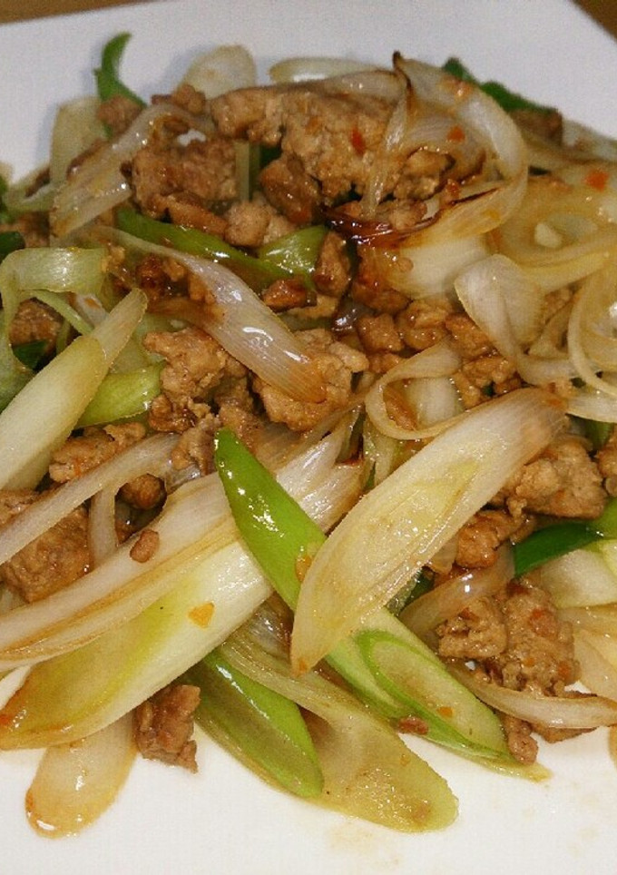 さっと作れる♪ねぎと豚ひき肉の炒めもの-レシピのメイン写真