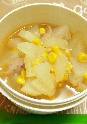 大根とコーンのお鍋？スープ？(´▽`*)-レシピのメイン写真