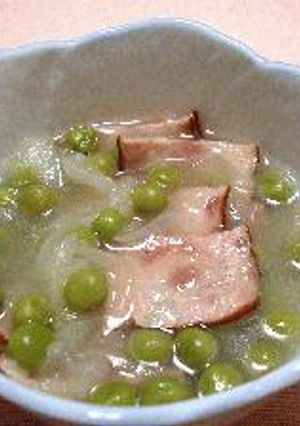 グリーンピースとベーコンのスープ煮-レシピのメイン写真