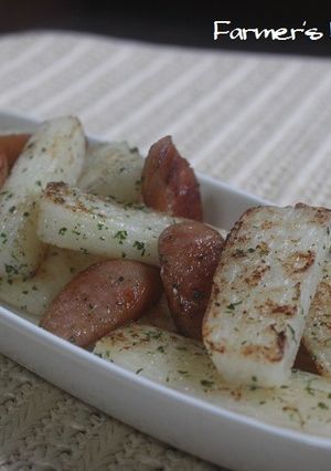 長いもとソーセージのガーリックバター炒め-レシピのメイン写真