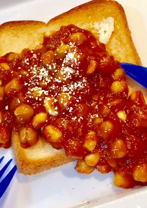 簡単♡豆な 朝ご飯 ♡ビーンズ トースト-レシピのメイン写真
